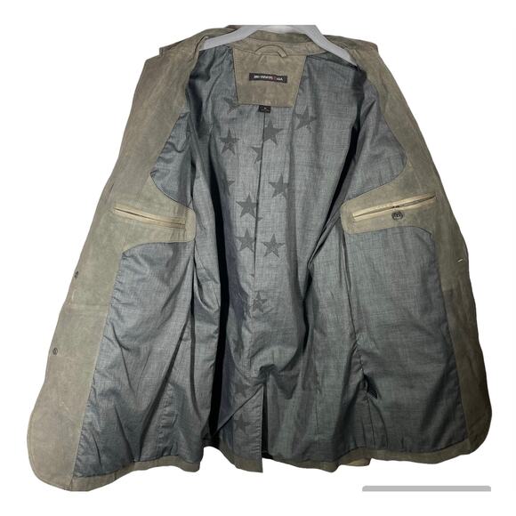 John Varvatos Star USA Suede Leather Blazer Jacket Cowskin Lambskin Gray Medium - Picture 7 of 16